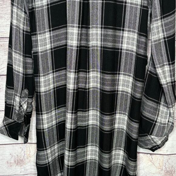 Rails Black & White Plaid Flannel Fall Autumn Button Down Shirt Dress Size XS - Picture 13 of 14